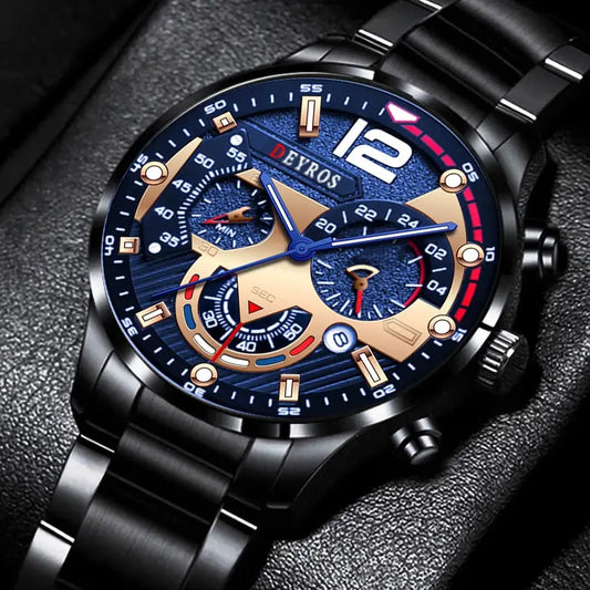Fashion Mens Stainless Steel Watches Luxury Quartz Wristwatch Calendar Luminous Clock Men Business Casual Watch Reloj Hombre